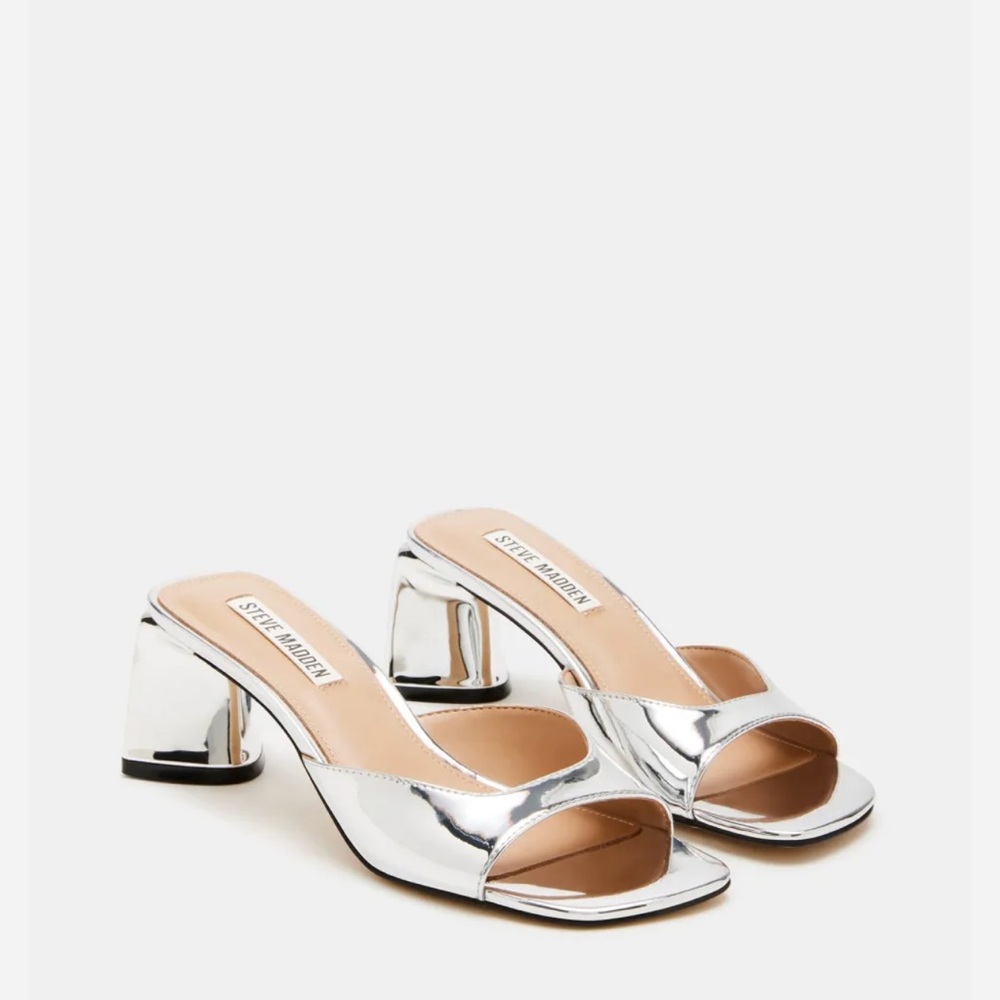 Steve Madden Terra Silver Patent Heels